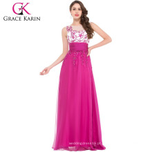 Grace Karin vestido de festa Vestidos de noiva rosa profunda Vestido formal longo Atrás Calda Chiffon CL008957